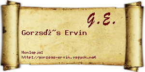 Gorzsás Ervin névjegykártya